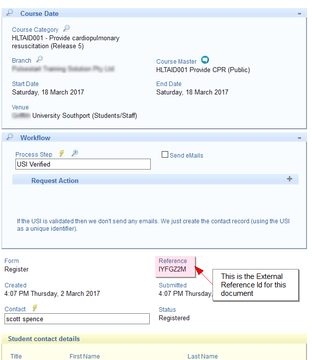 Identifiers For Documents, Contacts And Course Dates 